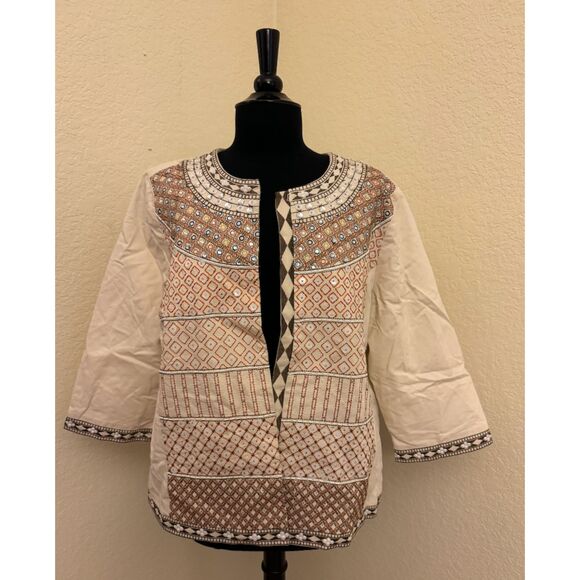 Chico's Beaded Sequined Fully Lined 3/4 Sleeve Jacket - Sz 3 (XL/16) - Picture 1 of 16